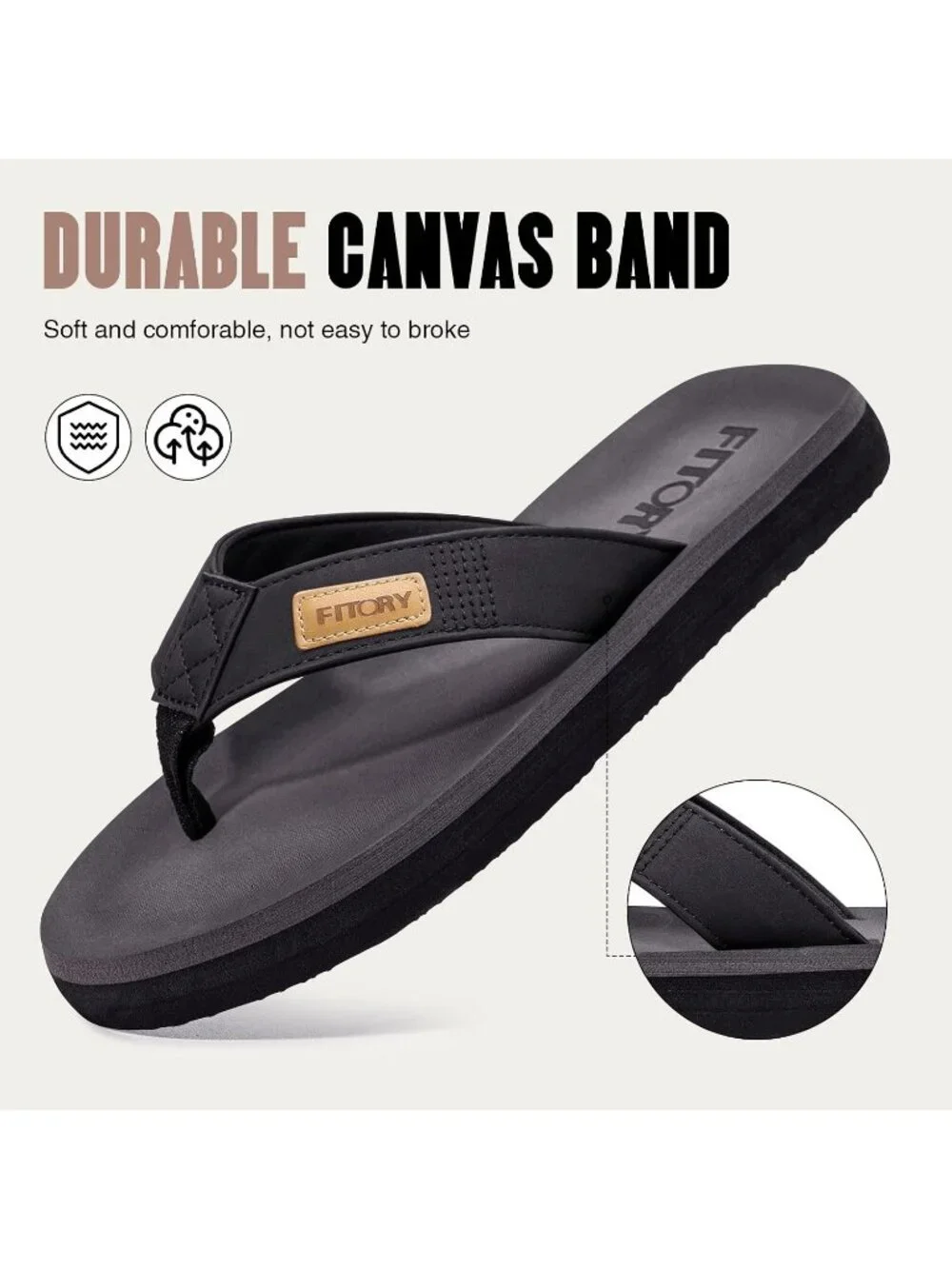 Mens Black Flat Thongs Solid Comfort Split Toe Rubber Flip Flop Slipper Shoes